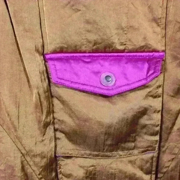 VINTAGE 80s Gerry Ski Snow Coat Metallic Copper Purple Space Age Women Large - Picture 12 of 16